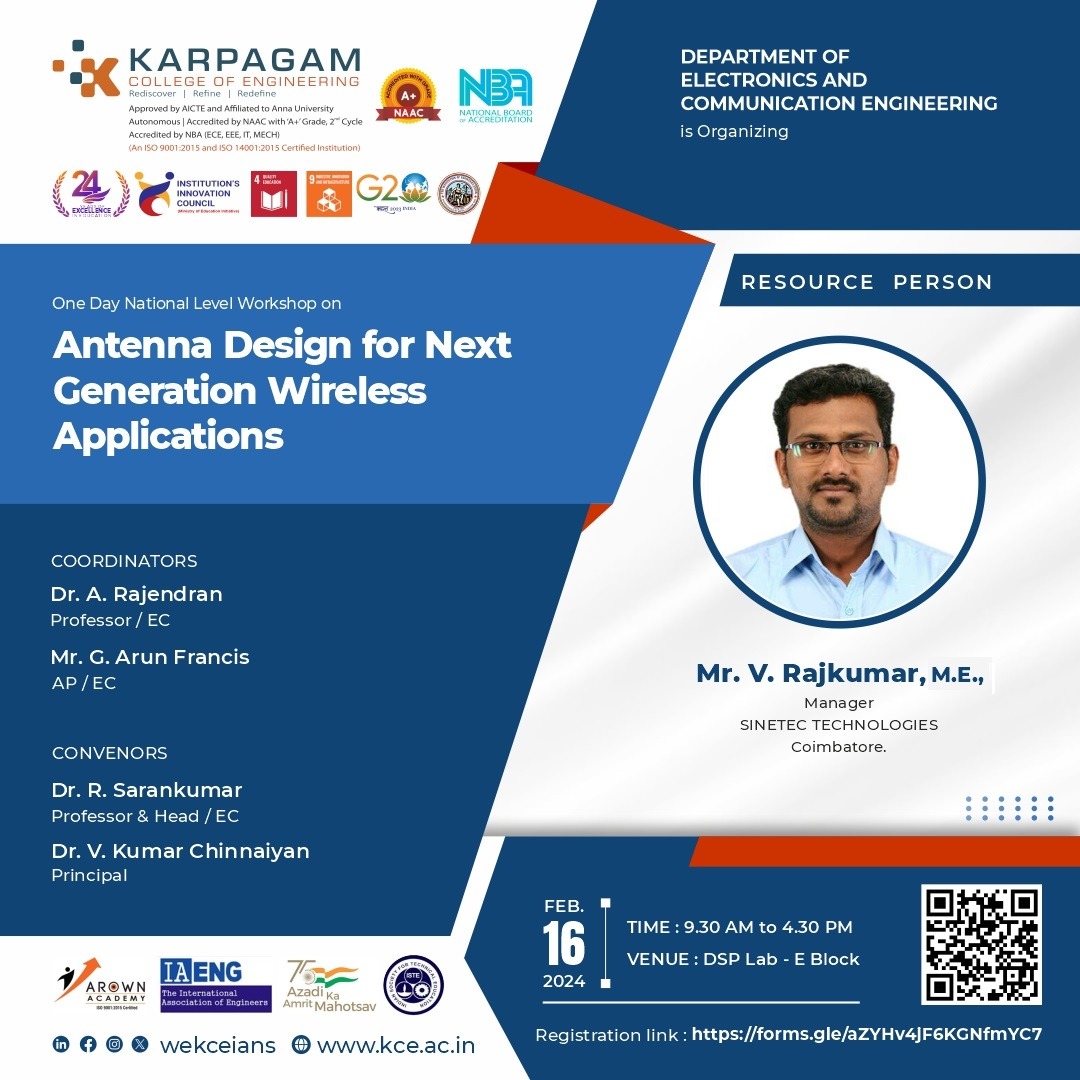 One Day National Level Workshop on "Antenna Design for Next Generation Wireless Applications 2024